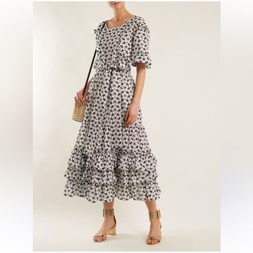 Lisa Marie Fernandez Black and White Floral Midi Dress 🖤